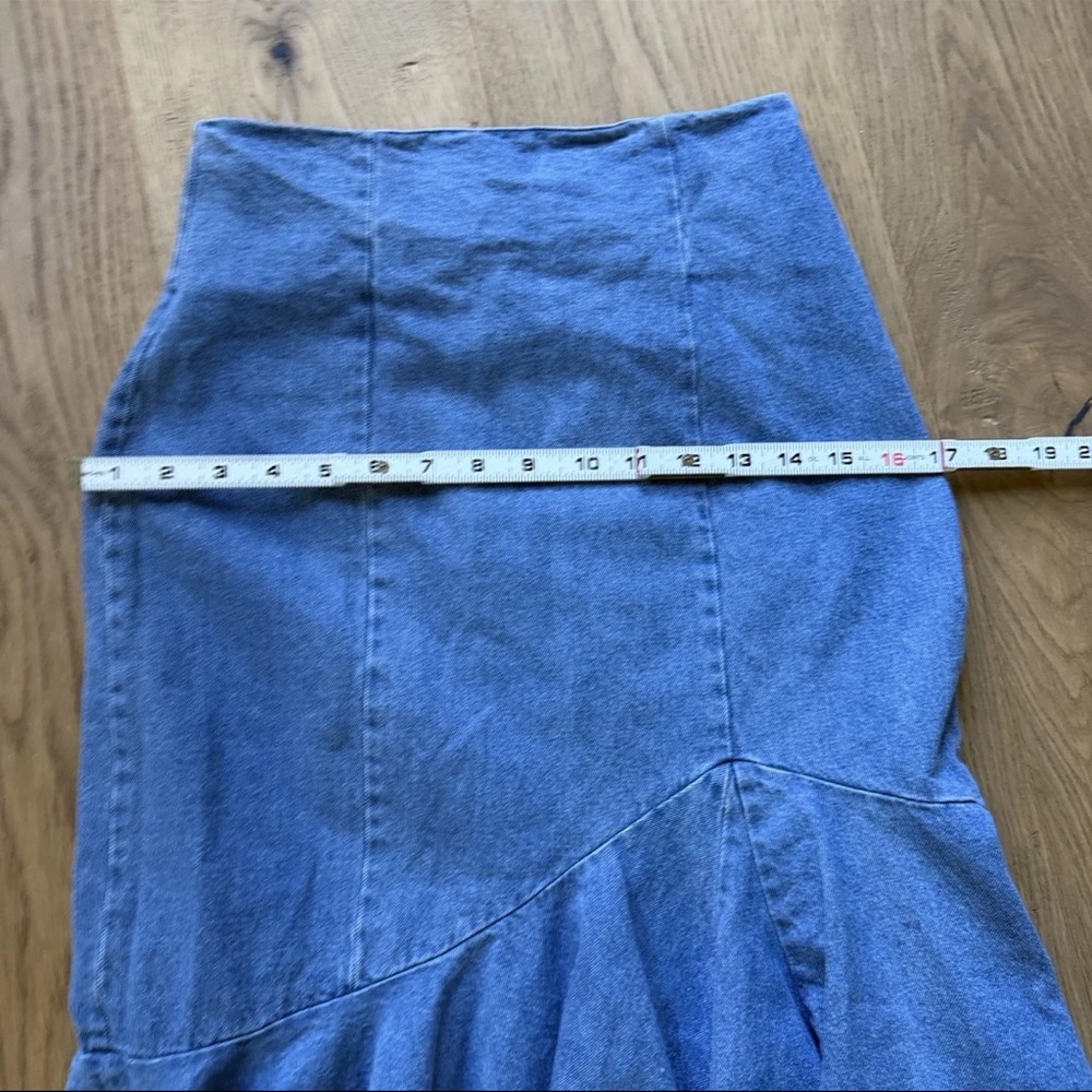 SNIDEL Denim Mermaid Maxi Skirt Hi-Low Hem Size 2 Japanese Brand - Picture 14 of 14